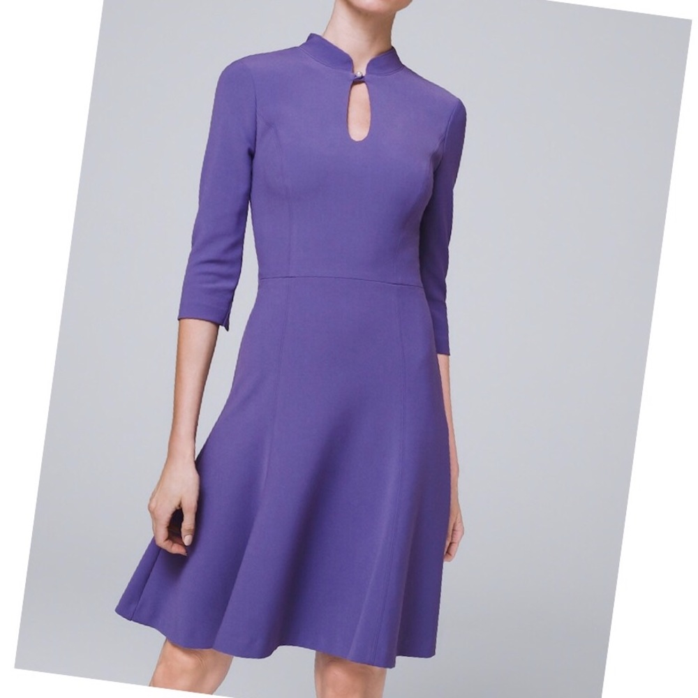 WHBM 3/4 Sleeve Fit and Flare Dress <4>